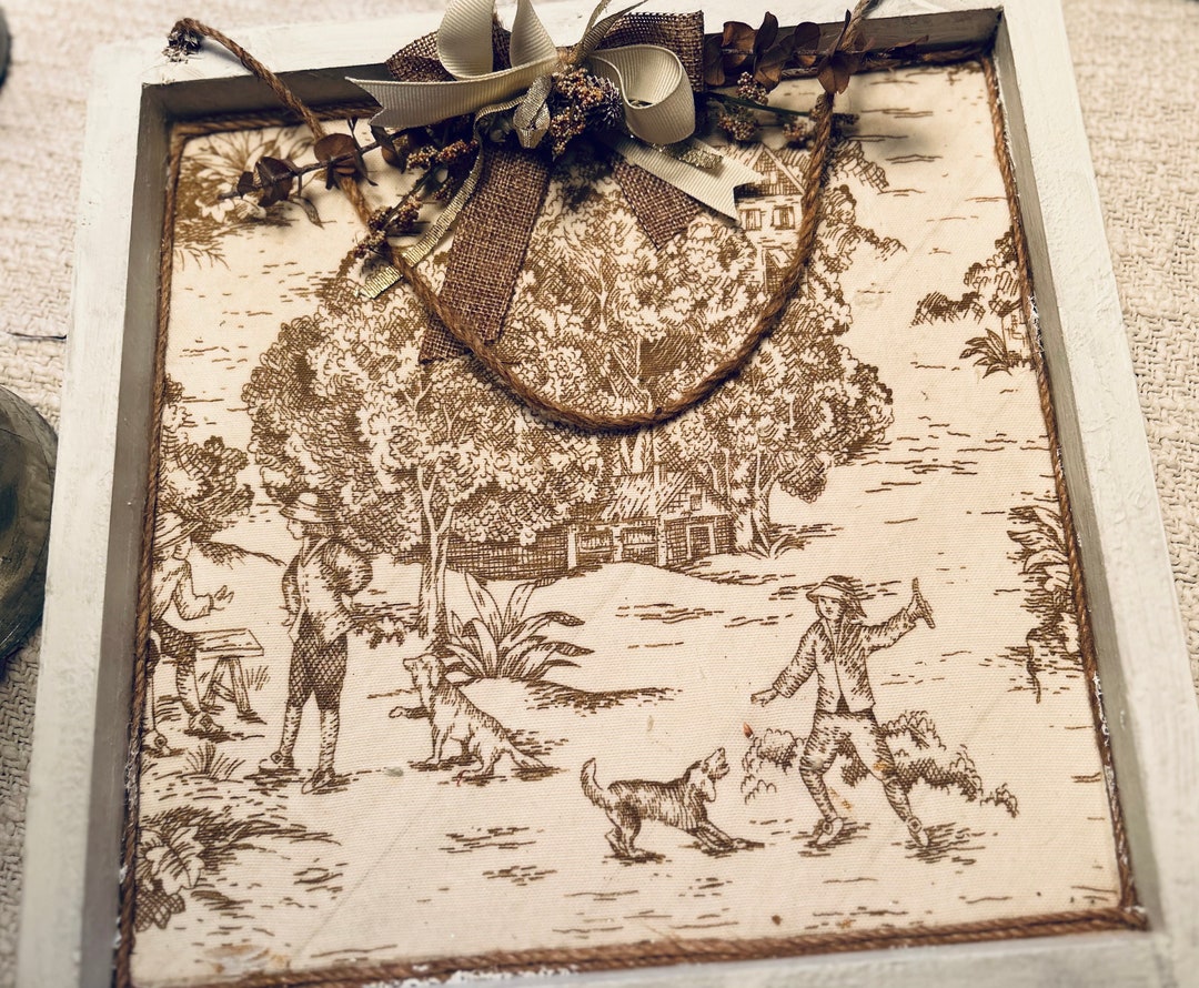 French Country Toile Fabric Framed - Etsy