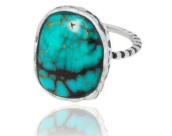 Nature Turquoise Gemstone Ring , 925 Sterling Silver Finish Oxidize, One of a kind ring.