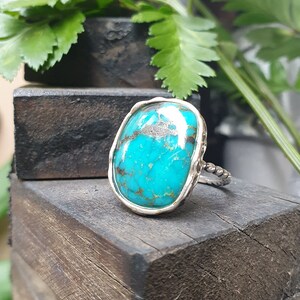 Nature Turquoise Gemstone Ring , 925 Sterling Silver Finish Oxidize, One of a kind ring.