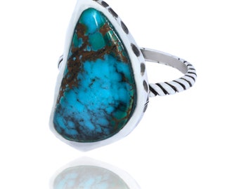 Nature Turquoise Gemstone Ring , 925 Sterling Silver Finish Oxidize, One of a kind ring.