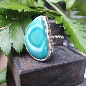 Nature Turquoise Gemstone Ring , 925 Sterling Silver Finish Oxidize, One of a kind ring.