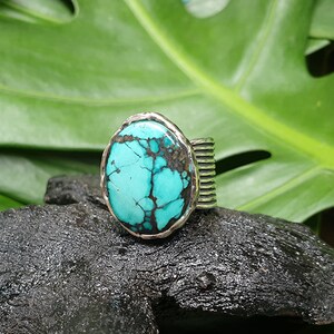 Nature Turquoise Gemstone Ring , 925 Sterling Silver Finish Oxidize, One of a kind ring.