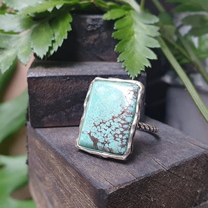 Nature Turquoise Gemstone Ring , 925 Sterling Silver Finish Oxidize, Handmade frome Thailand, One of a kind ring.