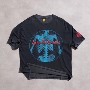 ヴィンテージ アリス・イン・チェインズ Tシャツ - スケルトングラフィック ロックバンドTシャツ、90年代グランジスタイルシャツ