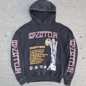 Vintage Style Led Zeppelin "Stairway to Heaven" Hooded Sweatshirt Unisex % 100 Cotton Oversize Street Style