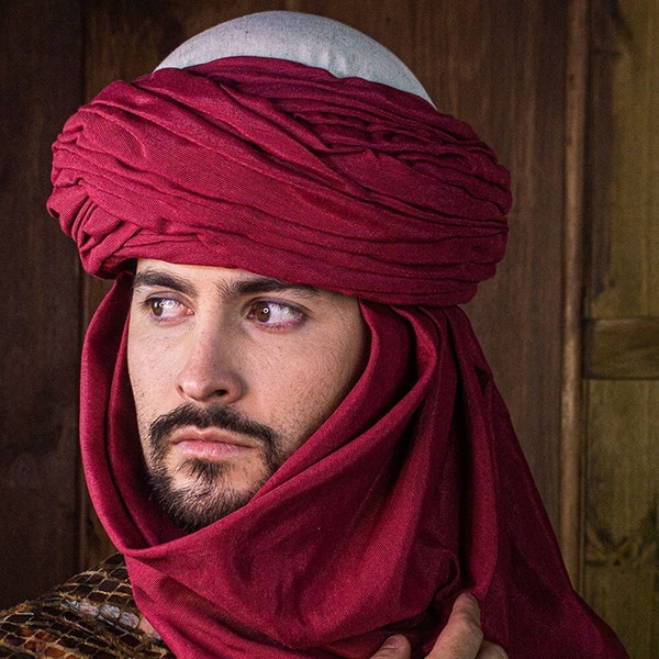 Azraq Turban Weiß und Rot S/M