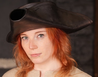 Leather Tricorn Hat Black