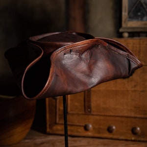 Leather Tricorn Hat Dark Brown - Etsy