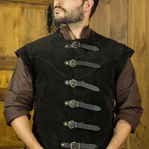 Short Jules split leather doublet