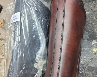 Leather Greaves Brutus Brown