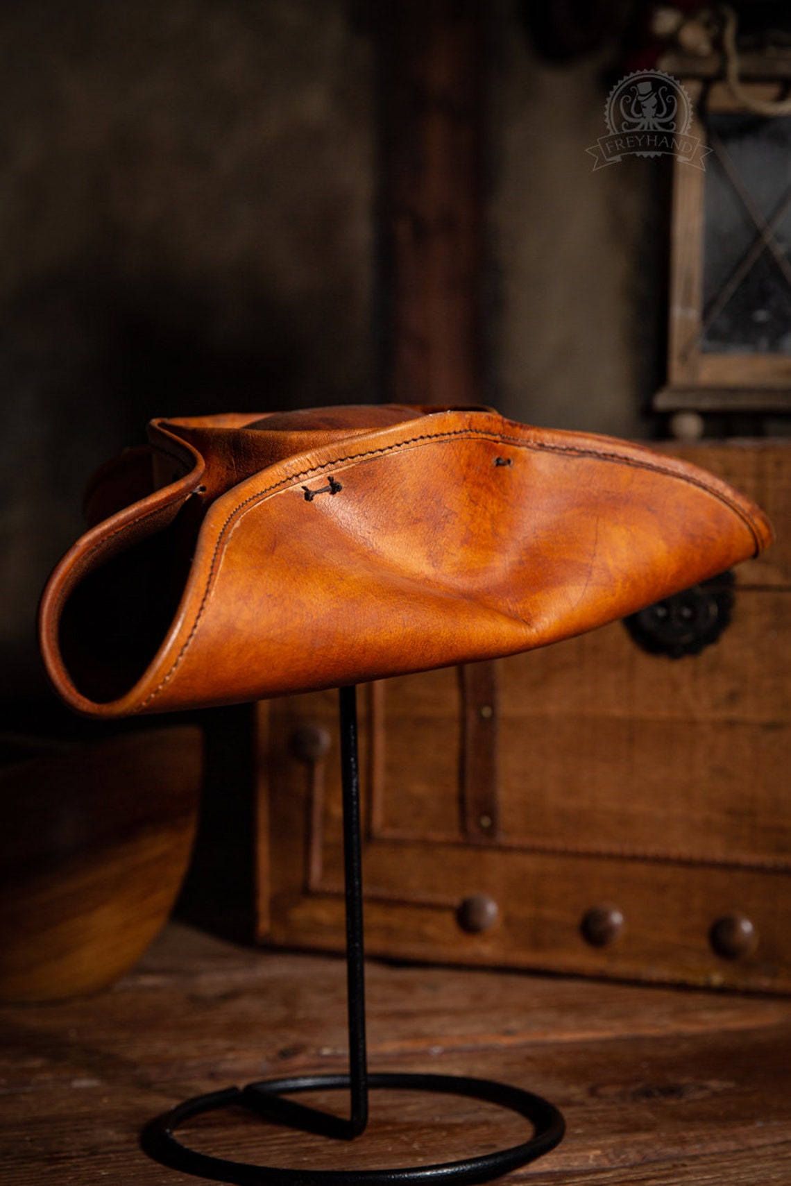 Leather Tricorn Hat Brown - Etsy