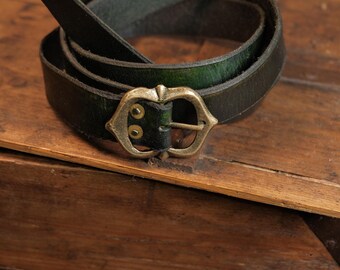 Vintage Arts and Crafts Green Glass Metal Buckle - Etsy