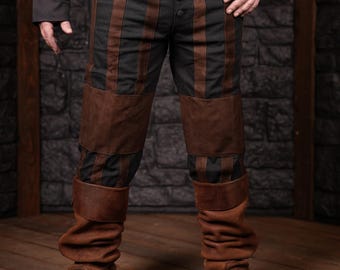 Geralt Pants with Leather Stripes Black