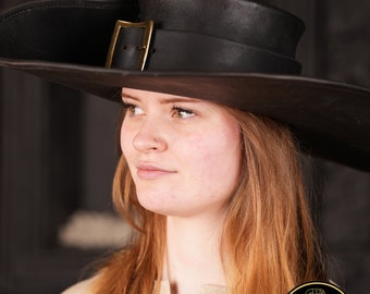 Leather Hat Musketeer Black