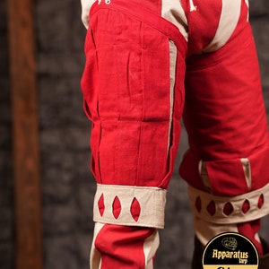 Landsknecht trouser leg stripes Imperialis red/natural