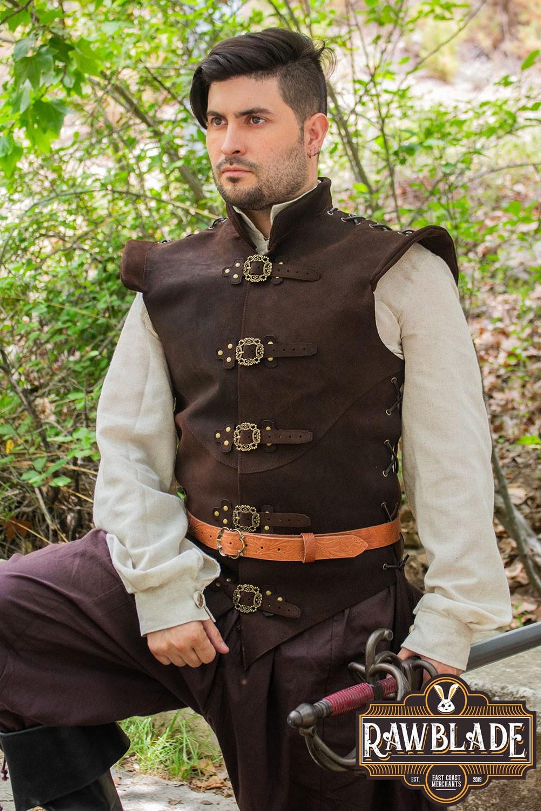 Diego Leather Jerkin Brown - Etsy UK