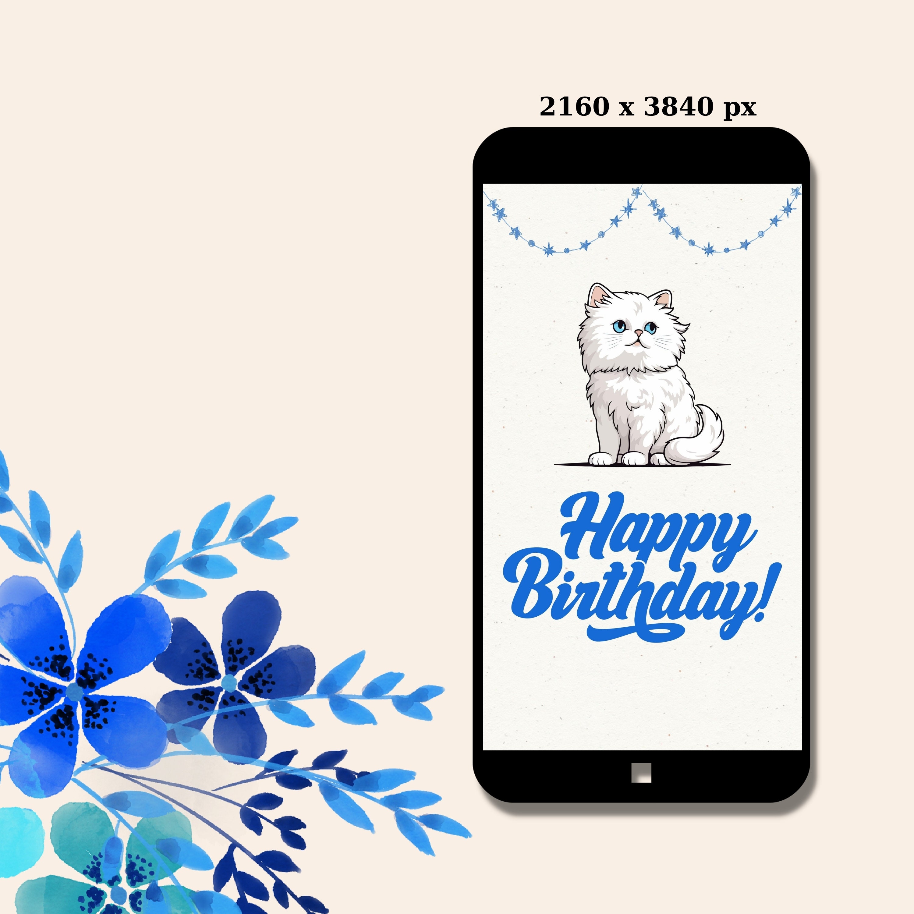 Printable Cat Birthday Card Digital Birthday Card Cat - Etsy