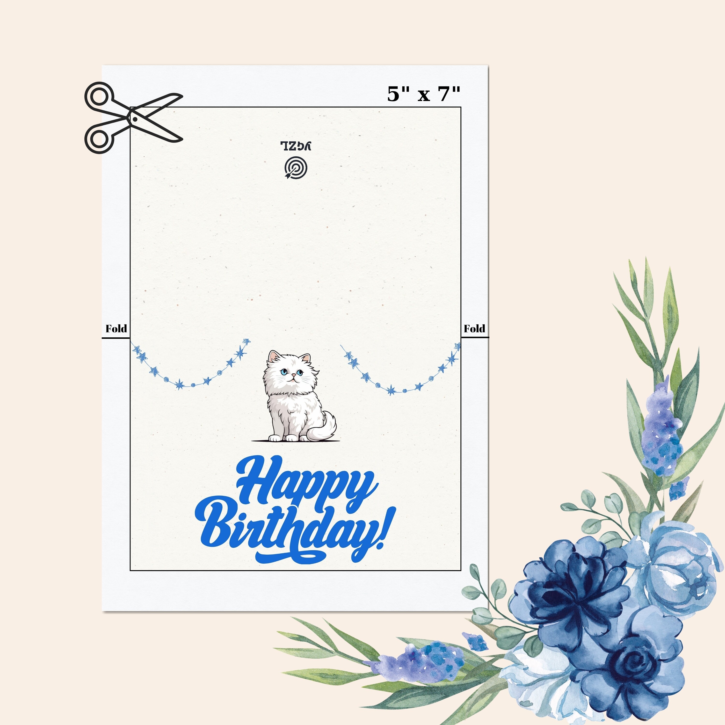 Printable Cat Birthday Card Digital Birthday Card Cat - Etsy