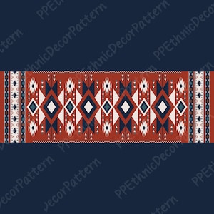 Puede incluir: Un patrón geométrico rojo, blanco, azul y verde con un diseño repetitivo. El patrón está sobre un fondo azul oscuro.