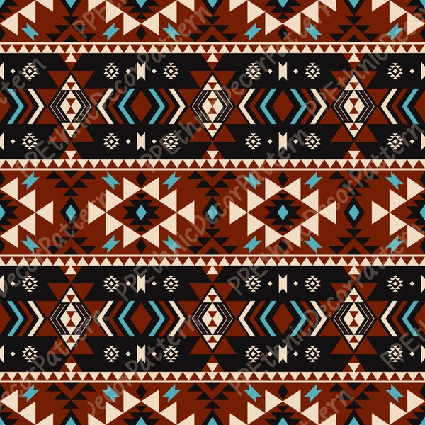 Southwestern Navajo Geometric Seamless Pattern, Aztec Navajo Digital Paper, Native American Ethnic Home Decor Sublimation Digital Prints.