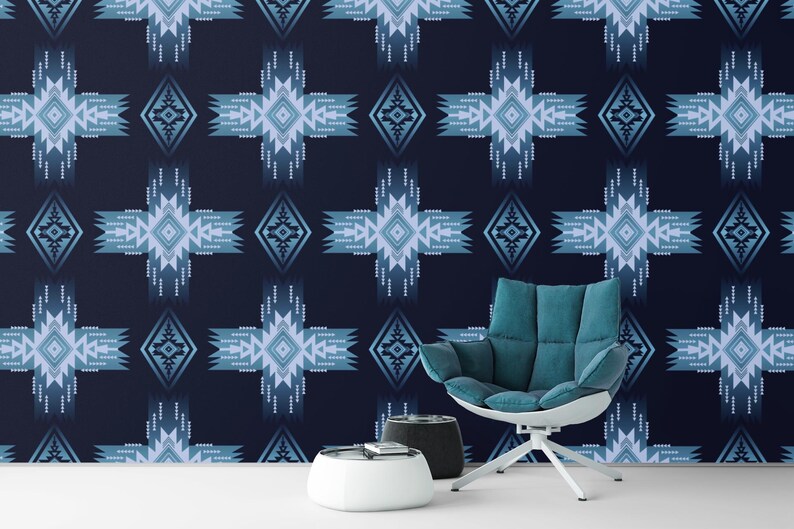 Modern Blue Native American Southwestern Home Decor Seamless Pattern ...