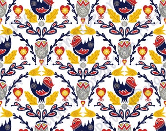 Scandinavian Folk Art Seamless Pattern PNG, Scandinavian Folk Art Digital Paper, Nordic Folklore Home Decor Sublimation PNG Digital Prints.