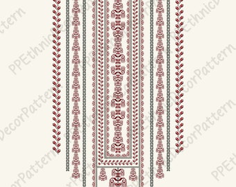 Ethnic Floral Tunic Neckline Machine Embroidery Pattern For Women Neck, Collar, Shirt, Dress, Blouse Fashion. Neckline Patch Digital File.