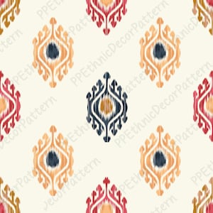 Colorful Watercolor Ikat Ethnic Motif Seamless Pattern, Ikat Ethnic Motif Digital Paper, Ikat Bohemian Home Decor And Sublimation Prints.