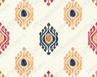 Kleurrijk aquarel ikat etnisch motief naadloos patroon, ikat etnisch motief digitaal papier, ikat boho woondecoratie en sublimatieprints.