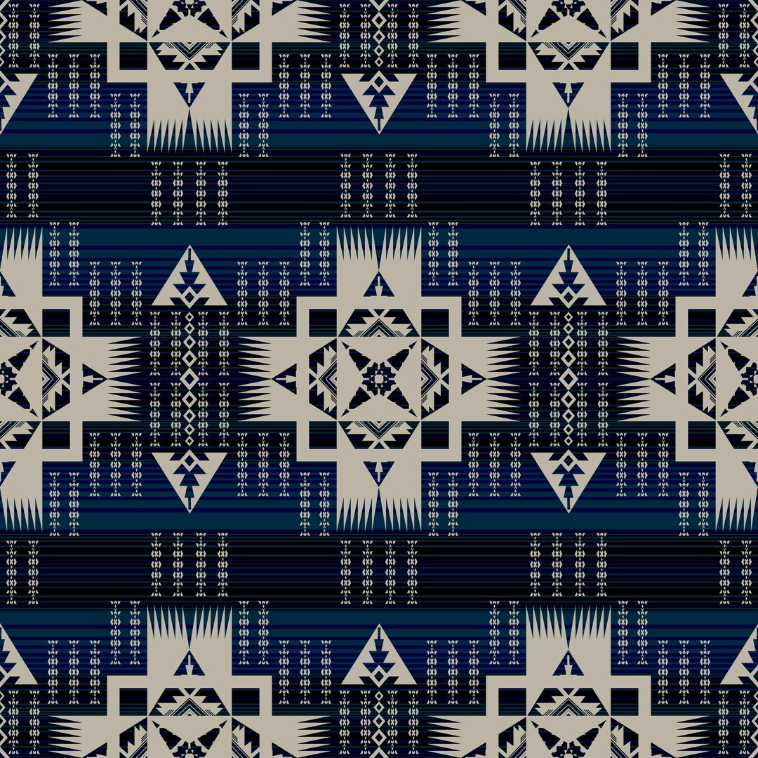Blue Native American Tribal Seamless Pattern SVG, Aztec Southwestern ...