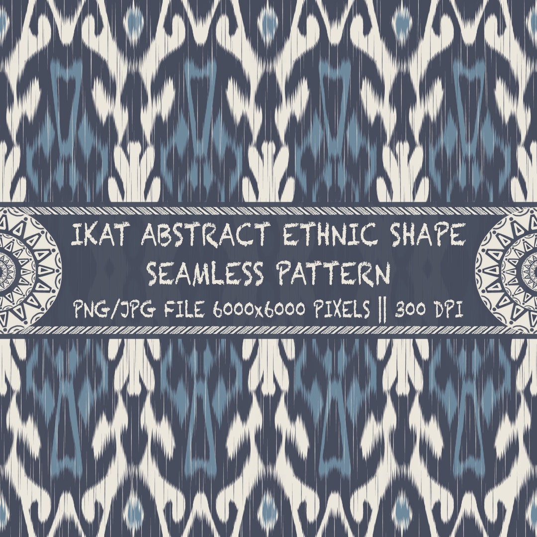 Ikat Abstract Ethnic Shape Digital Fabric Print Seamless Pattern Wall ...