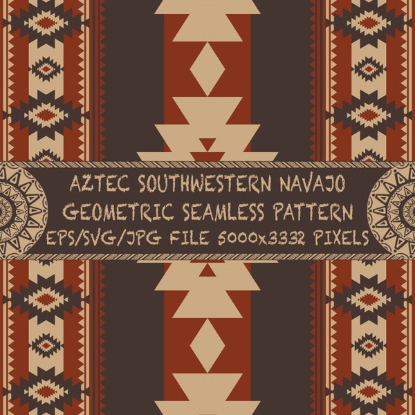 Southwestern Aztec Navajo Colorful Geometric Shape Seamless Pattern Ethnic Tribal Native American Bohemian Eclectic Home Decor Digital Print