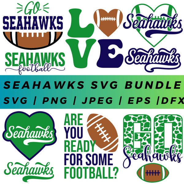 Bundle Seahawks Svg, Seahawks Png, Seahawks chemise Svg, téléchargement numérique instantané, dessins au format individuel Svg Png Eps Dxf Jpeg