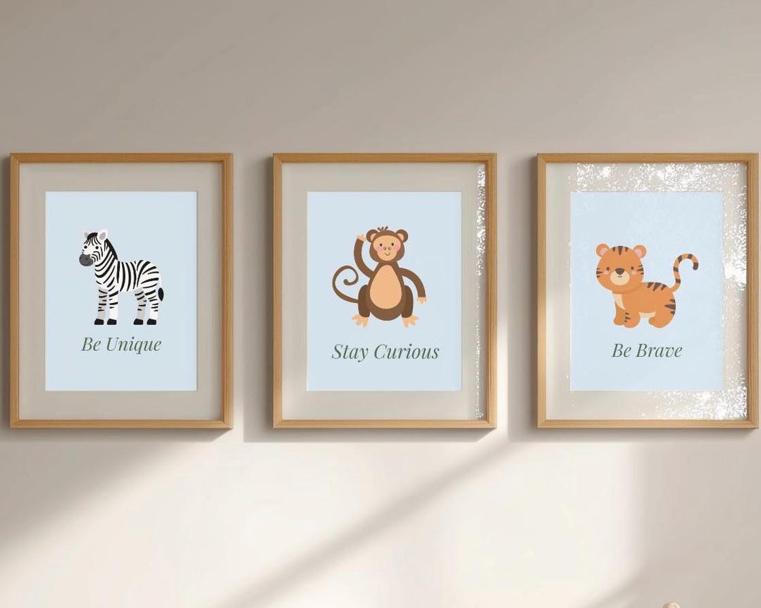 Boy Nursery Wall Art Safari Animals Printable, Monkey Zebra Tiger ...