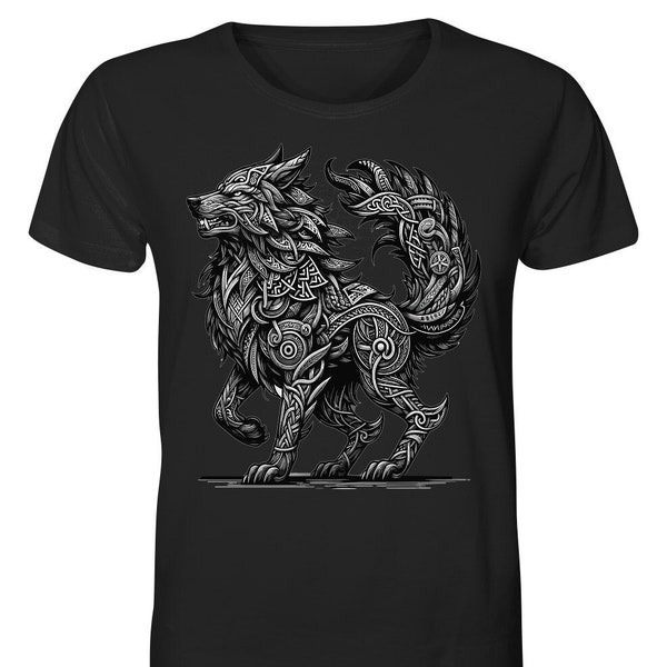 Fenrir T-Shirt, Wikingerwolf, Keltischer Knoten, Loki, Ragnarök, Fenrir-Kunst,  Bio-Baumwolle