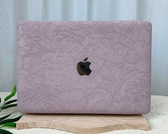 Lavanda Púrpura En relieve Floral MacBook Pro 13 M1 MacBook 14 pulgadas 15 16 Touch Bar Retina MacBook Air 13 M2 pulgadas Portátil Regalo duro para ella