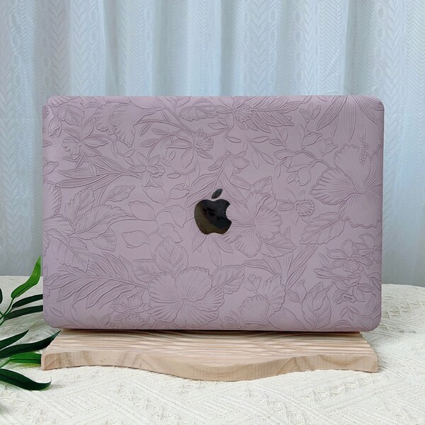 Lavender Purple Embossed Floral MacBook Pro 13 M1 MacBook 14 inch 15 16 Touch Bar Retina MacBook Air 13 M2 inch Laptop Hard gift for her