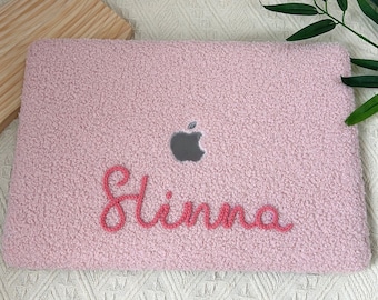 Rosa Flauschige Teddy MacBook Hülle für Macbook Air 13 /Pro13/RITIAN 13/13.6Air/Pro 14/Air 15/Pro16,M2 M3 Touch Bar 13 15 16 Zoll Geschenk für Mama