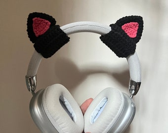 Crochet Cat ears Headphone Accessory ,Headset Attachment,Christmas gift,gift for her,Kitten ears,Anime ears,gamer Cosplay Accessories