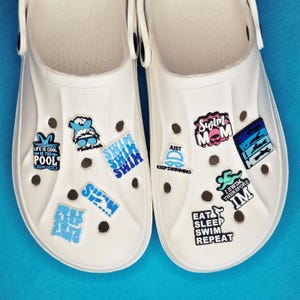 Shoe accessories Badges swim just keep swimming swim mom swim coach swimming pool swimming fans