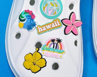 Tropical PVC Shoe Charms, Hawaiian Summer Clog Pins, Holiday Footwear Gift