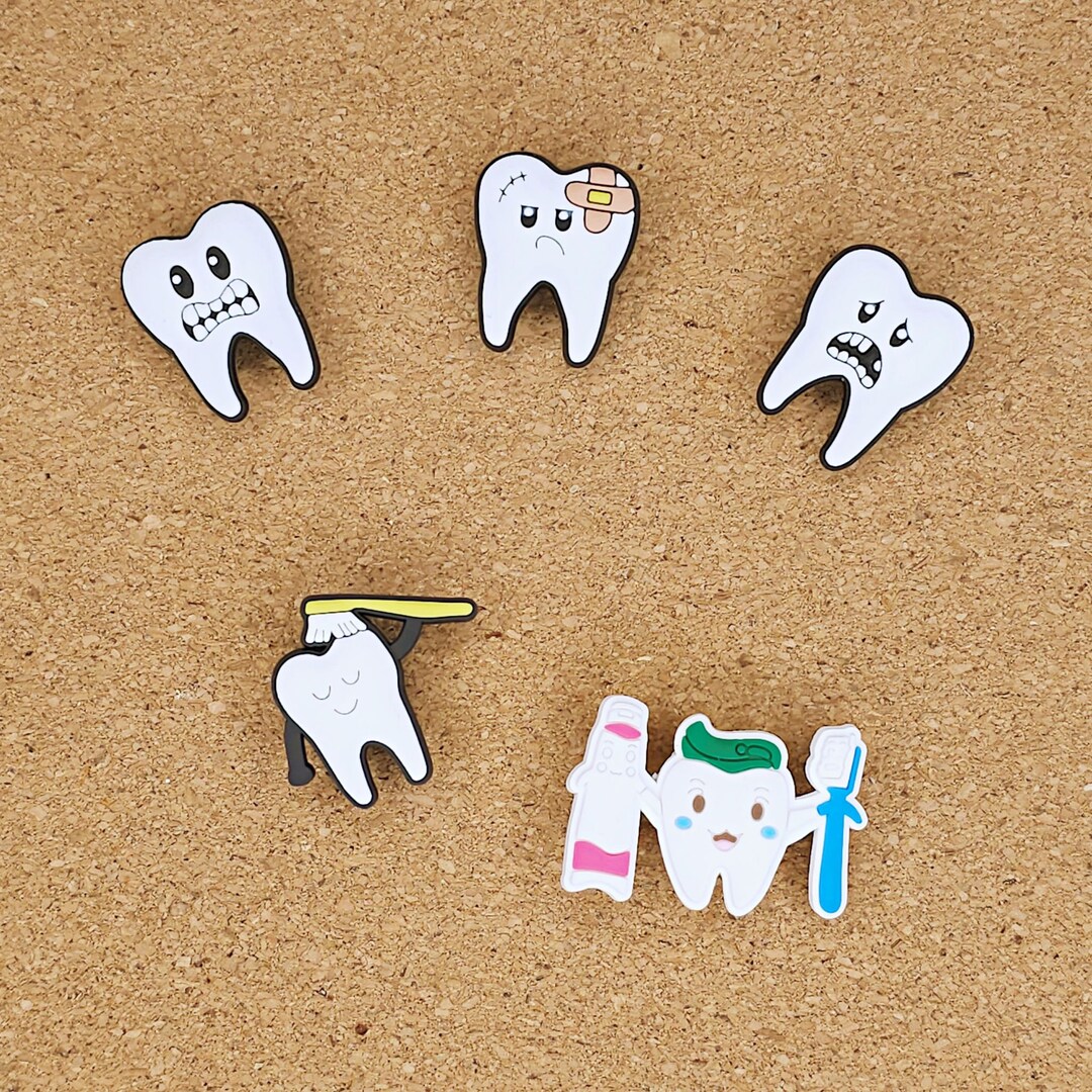 Croc Charm Teeth, Dentist, Toothbrush, Toothpaste Happy Tooth Unhappy