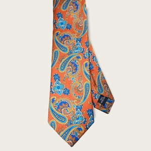 Orange Blue Paisley Tie