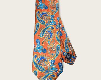 Orange Blue Paisley Tie