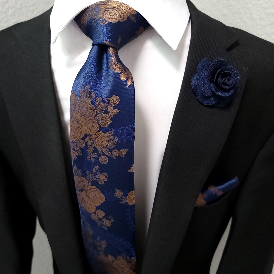 Silk Linen Tie - Navy Blue Melange