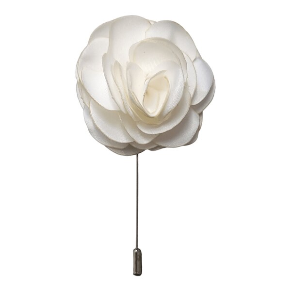 Peonies Flower Lapel Pin White