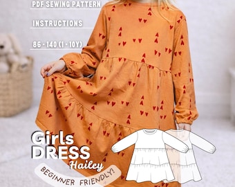 Girls Dress Sewing Pattern: Easy Ruffle Design (PDF Download 1-10 Years)