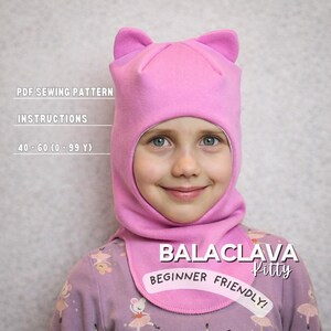 Warm Balaclava with Kitty Ears PDF Sewing Pattern for Babies and Adults, Download Beginner Friendly Cap Tutorial for Boys and Girls