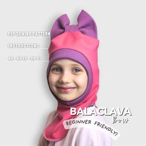 Kids Balaclava Sewing Pattern PDF with Bow: Hat DIY Beginner-Friendly Tutorial with Instructions (Newborn to Adult Sizes)