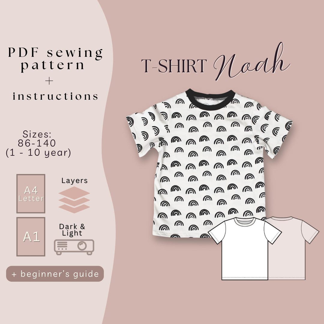Simple Basic Pattern Sewing Basic T-shirt PDF Sewing Pattern for Girl or Boy, Download Easy ...